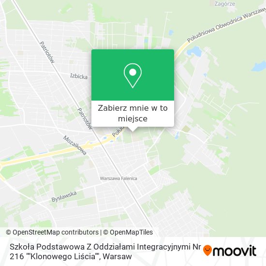 Mapa Szkoła Podstawowa Z Oddziałami Integracyjnymi Nr 216 ""Klonowego Liścia""