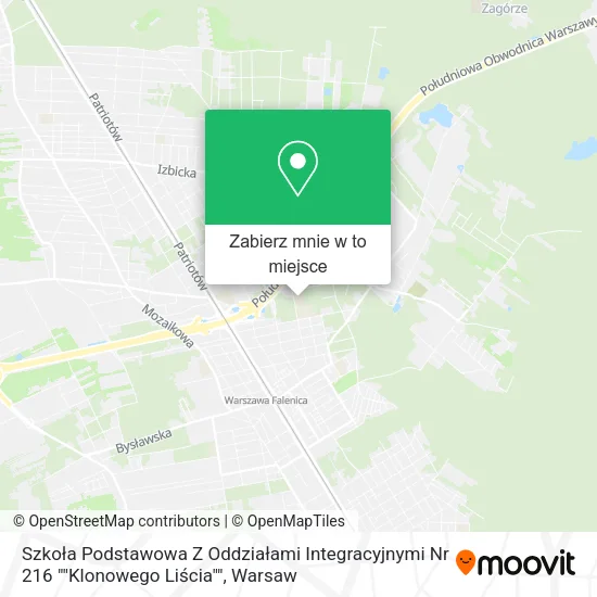 Mapa Szkoła Podstawowa Z Oddziałami Integracyjnymi Nr 216 ""Klonowego Liścia""