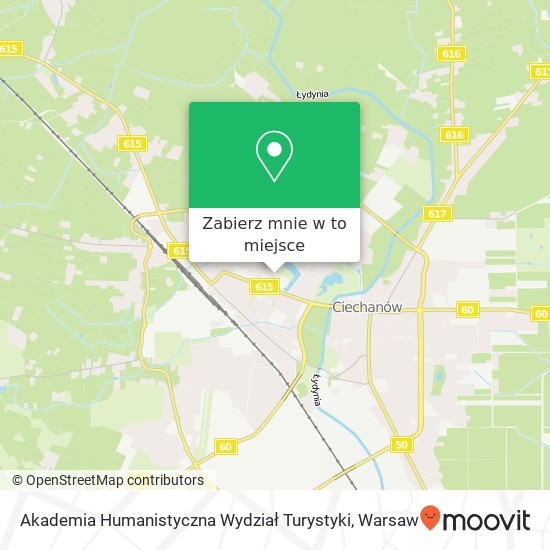 Mapa Akademia Humanistyczna Wydział Turystyki