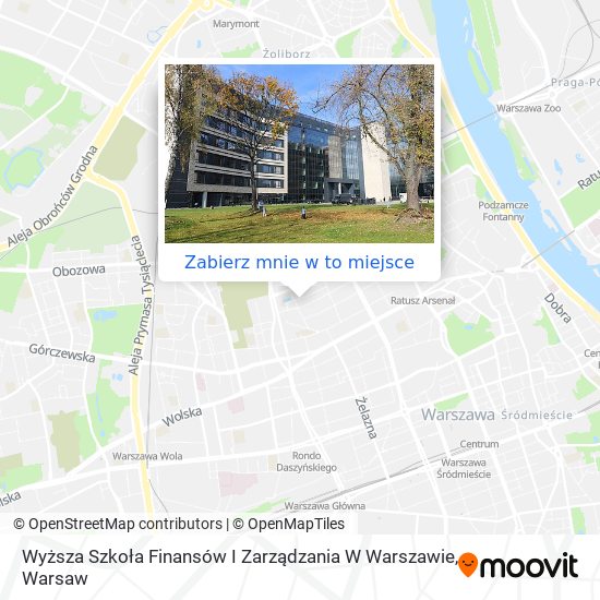 Mapa Wyższa Szkoła Finansów I Zarządzania W Warszawie