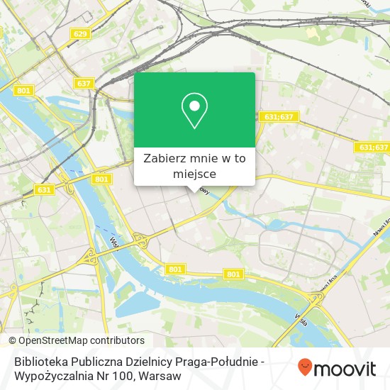 Mapa Biblioteka Publiczna Dzielnicy Praga-Południe - Wypożyczalnia Nr 100