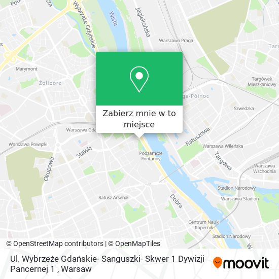 Mapa Ul. Wybrzeże Gdańskie- Sanguszki- Skwer 1 Dywizji Pancernej 1