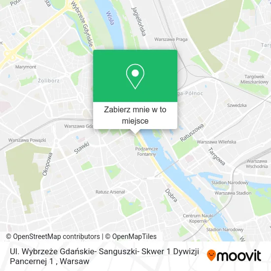 Mapa Ul. Wybrzeże Gdańskie- Sanguszki- Skwer 1 Dywizji Pancernej 1