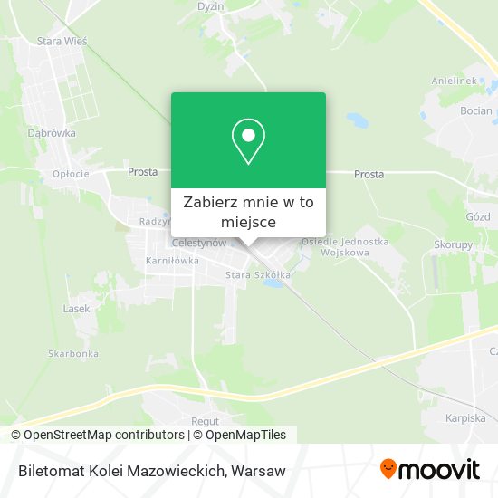 Mapa Biletomat Kolei Mazowieckich