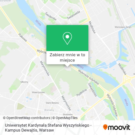 Mapa Uniwersytet Kardynała Stefana Wyszyńskiego - Kampus Dewajtis