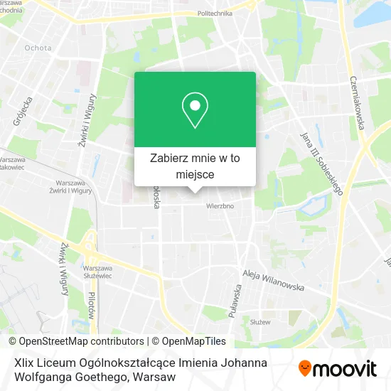 Mapa Xlix Liceum Ogólnokształcące Imienia Johanna Wolfganga Goethego