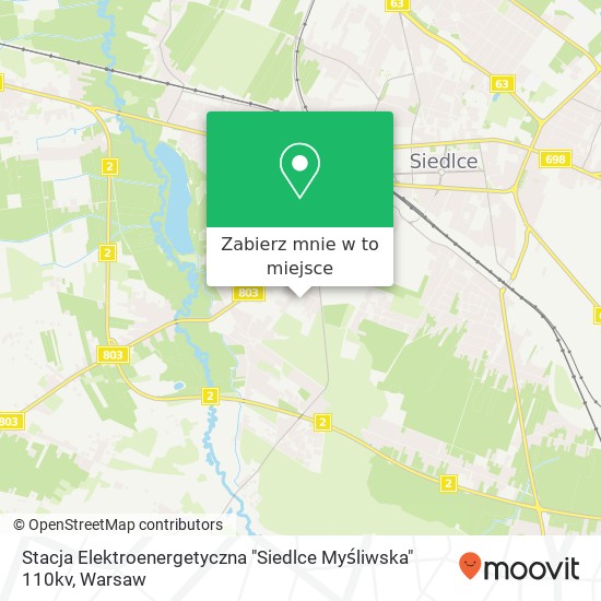 Mapa Stacja Elektroenergetyczna "Siedlce Myśliwska" 110kv