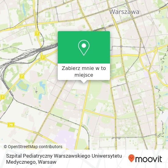 Mapa Szpital Pediatryczny Warszawskiego Uniwersytetu Medycznego