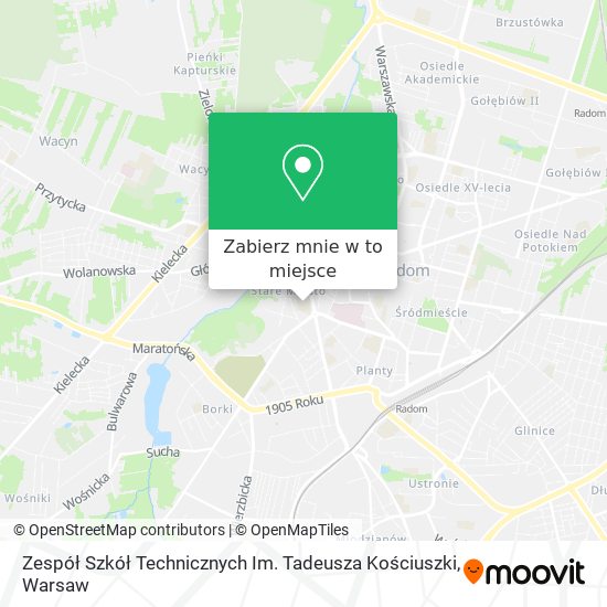 Mapa Zespół Szkół Technicznych Im. Tadeusza Kościuszki