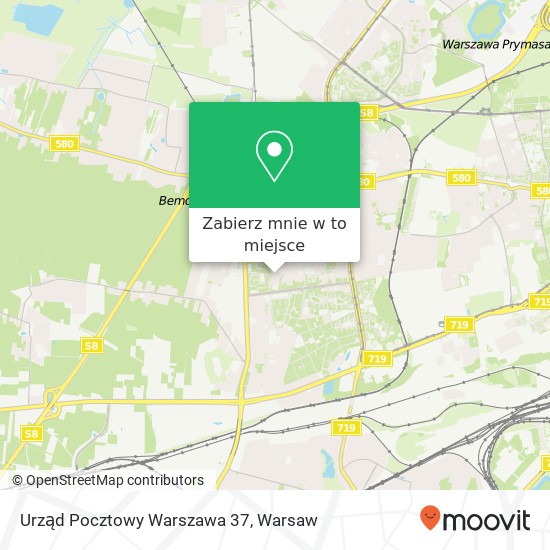 Mapa Urząd Pocztowy Warszawa 37