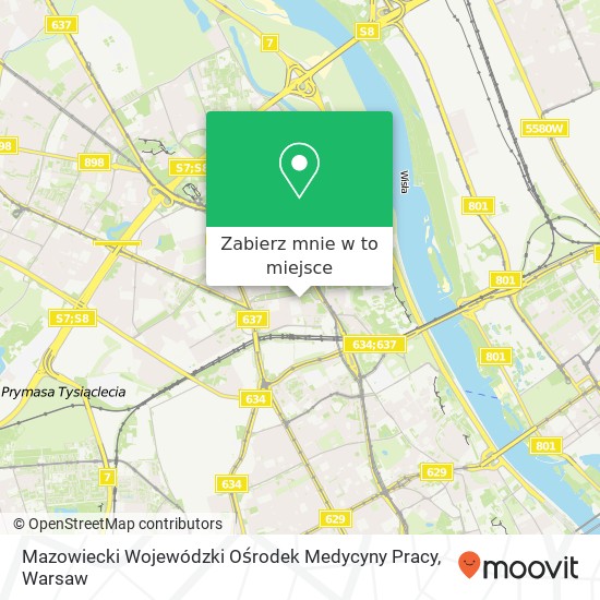 Mapa Mazowiecki Wojewódzki Ośrodek Medycyny Pracy