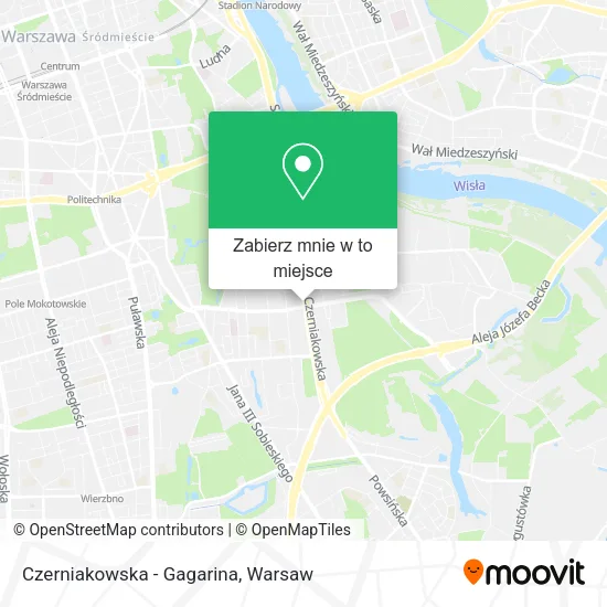 Mapa Czerniakowska - Gagarina