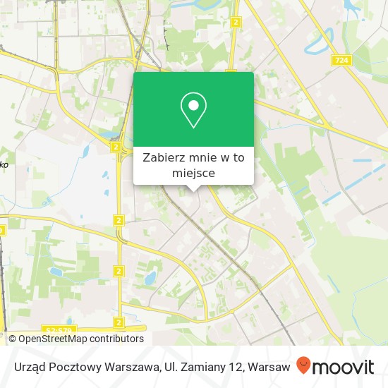 Mapa Urząd Pocztowy Warszawa, Ul. Zamiany 12