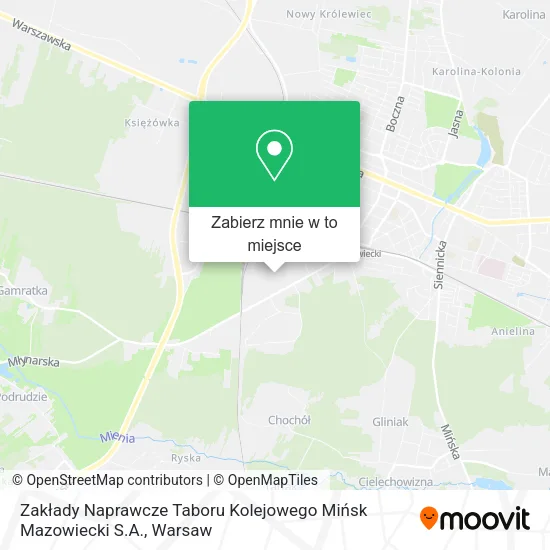 Mapa Zakłady Naprawcze Taboru Kolejowego Mińsk Mazowiecki S.A.