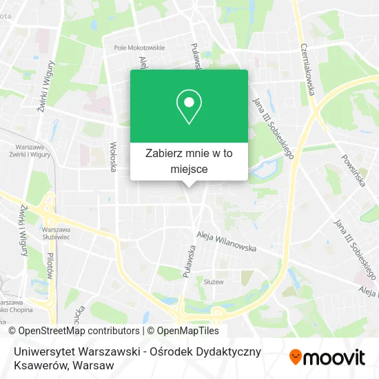 Mapa Uniwersytet Warszawski - Ośrodek Dydaktyczny Ksawerów