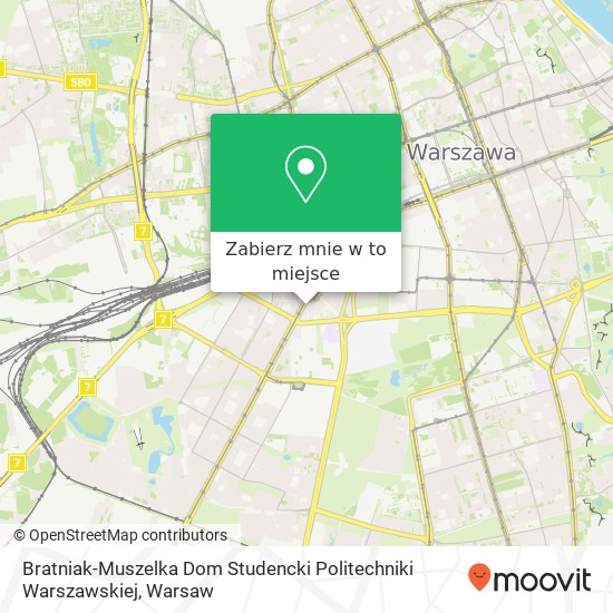 Mapa Bratniak-Muszelka Dom Studencki Politechniki Warszawskiej