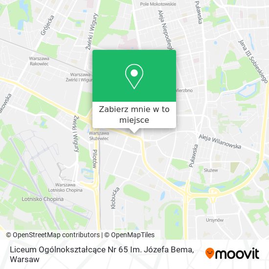 Mapa Liceum Ogólnokształcące Nr 65 Im. Józefa Bema