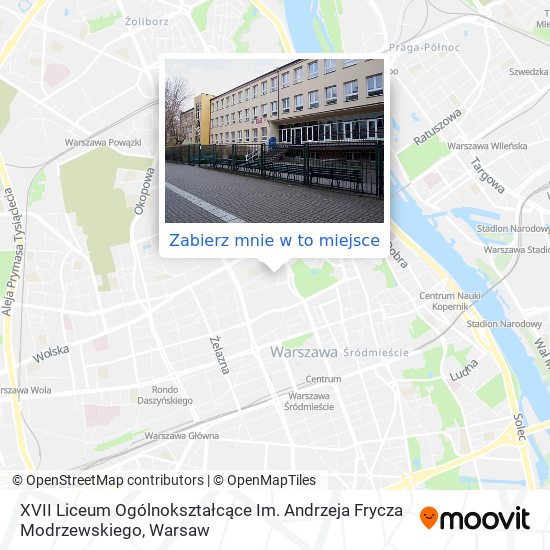 Mapa XVII Liceum Ogólnokształcące Im. Andrzeja Frycza Modrzewskiego