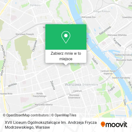 Mapa XVII Liceum Ogólnokształcące Im. Andrzeja Frycza Modrzewskiego