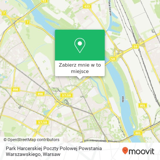 Mapa Park Harcerskiej Poczty Polowej Powstania Warszawskiego