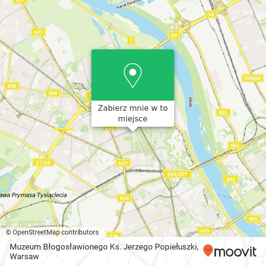 Mapa Muzeum Błogosławionego Ks. Jerzego Popiełuszki