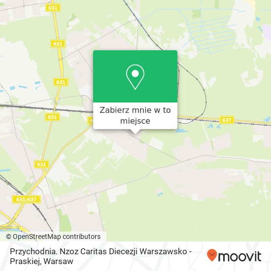 Mapa Przychodnia. Nzoz Caritas Diecezji Warszawsko - Praskiej