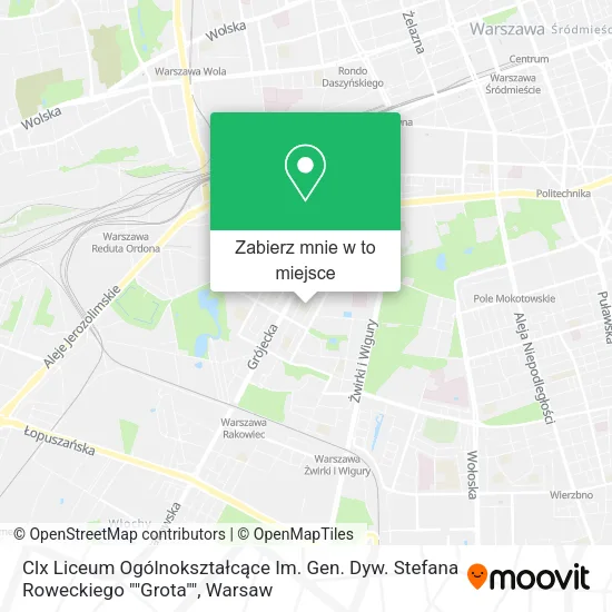 Mapa Clx Liceum Ogólnokształcące Im. Gen. Dyw. Stefana Roweckiego ""Grota""