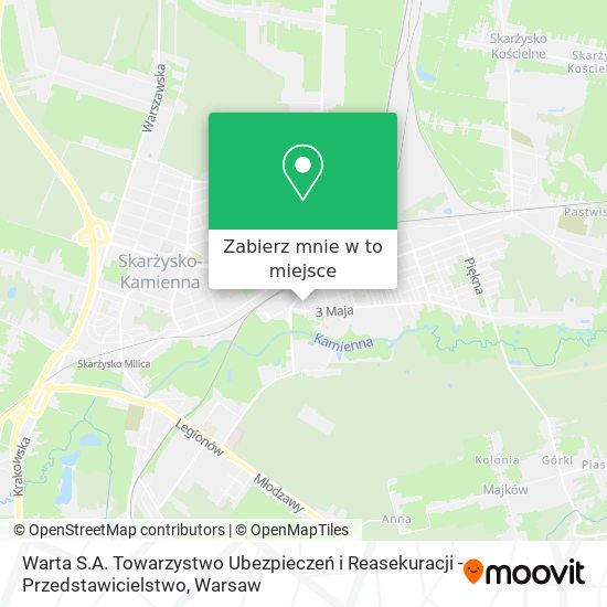 Mapa Warta S.A. Towarzystwo Ubezpieczeń i Reasekuracji - Przedstawicielstwo