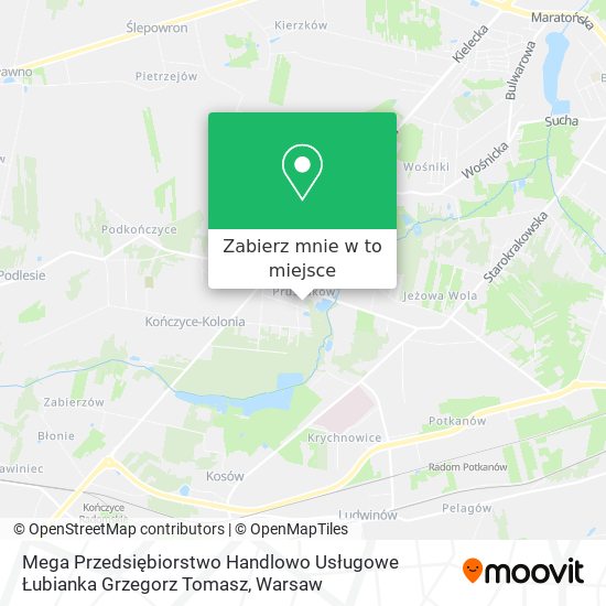 Mapa Mega Przedsiębiorstwo Handlowo Usługowe Łubianka Grzegorz Tomasz