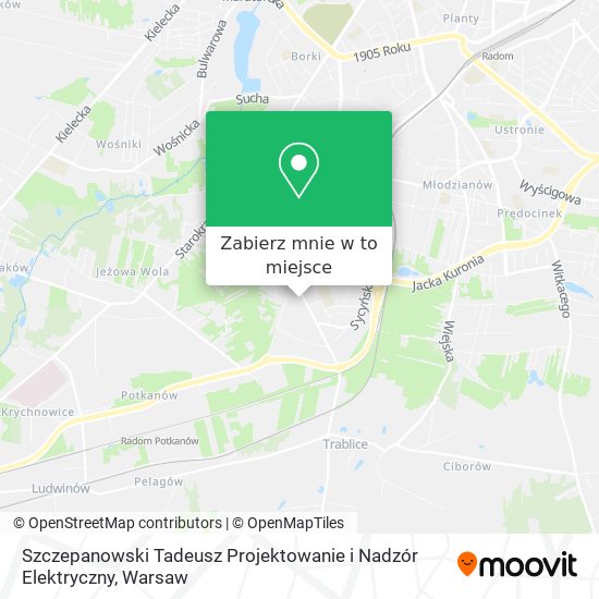 Mapa Szczepanowski Tadeusz Projektowanie i Nadzór Elektryczny