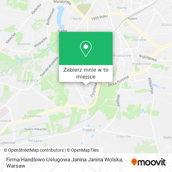 Mapa Firma Handlowo Usługowa Janina Janina Wolska