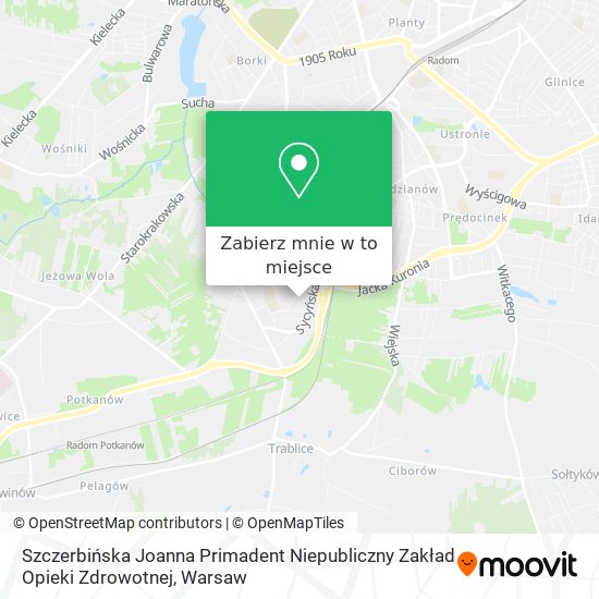 Mapa Szczerbińska Joanna Primadent Niepubliczny Zakład Opieki Zdrowotnej