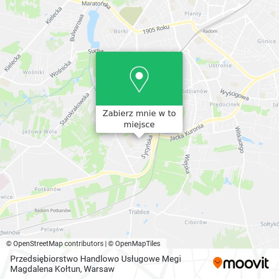 Mapa Przedsiębiorstwo Handlowo Usługowe Megi Magdalena Kołtun