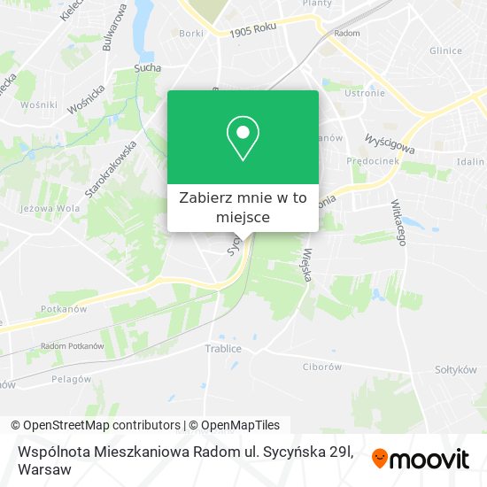 Mapa Wspólnota Mieszkaniowa Radom ul. Sycyńska 29l