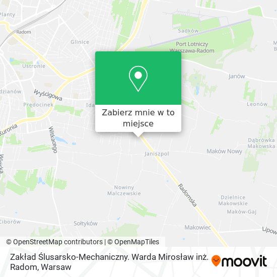 Mapa Zakład Ślusarsko-Mechaniczny. Warda Mirosław inż. Radom