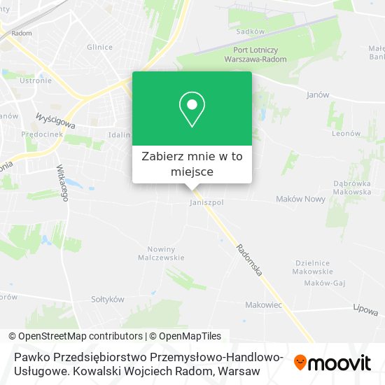 Mapa Pawko Przedsiębiorstwo Przemysłowo-Handlowo-Usługowe. Kowalski Wojciech Radom