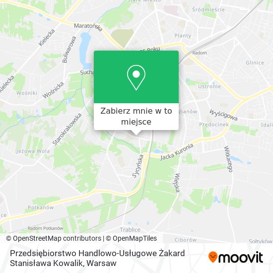 Mapa Przedsiębiorstwo Handlowo-Usługowe Żakard Stanisława Kowalik