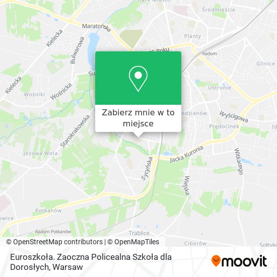 Mapa Euroszkoła. Zaoczna Policealna Szkoła dla Dorosłych