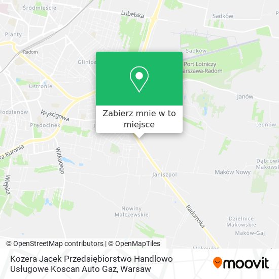 Mapa Kozera Jacek Przedsiębiorstwo Handlowo Usługowe Koscan Auto Gaz