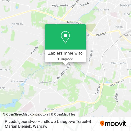 Mapa Przedsiębiorstwo Handlowo Usługowe Tercet-B Marian Bieniek