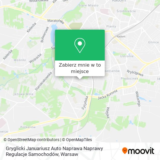 Mapa Gryglicki Januariusz Auto Naprawa Naprawy Regulacje Samochodów