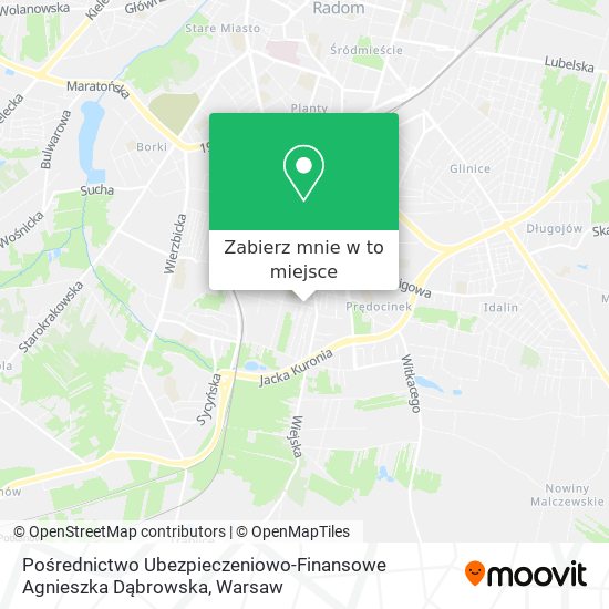 Mapa Pośrednictwo Ubezpieczeniowo-Finansowe Agnieszka Dąbrowska