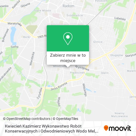 Mapa Kwiecień Kazimierz Wykonawstwo Robót Konserwacyjnych i Odwodnieniowych Wodo Mel