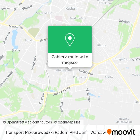 Mapa Transport Przeprowadzki Radom PHU Jarfil