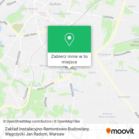 Mapa Zakład Instalacyjno-Remontowo-Budowlany. Węgrzycki Jan Radom