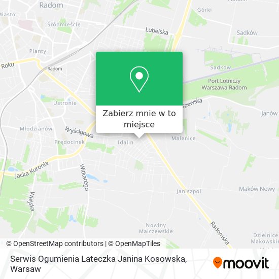 Mapa Serwis Ogumienia Lateczka Janina Kosowska