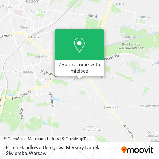 Mapa Firma Handlowo Usługowa Merkury Izabela Siwierska