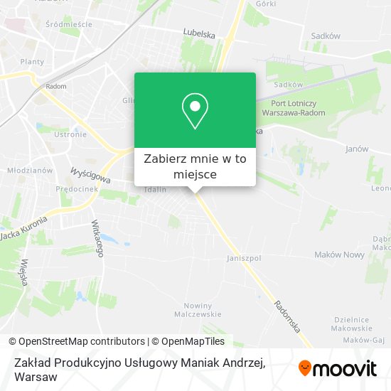 Mapa Zakład Produkcyjno Usługowy Maniak Andrzej