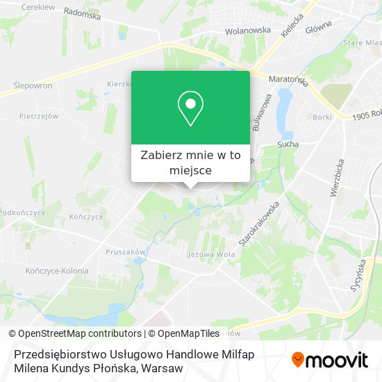 Mapa Przedsiębiorstwo Usługowo Handlowe Milfap Milena Kundys Płońska