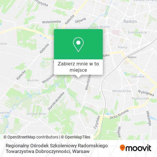 Mapa Regionalny Ośrodek Szkoleniowy Radomskiego Towarzystwa Dobroczynności